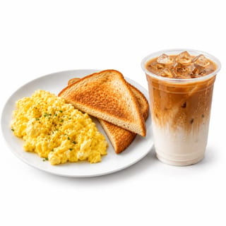 Scrabbled Egg Toast + Iced Spanish Latte
