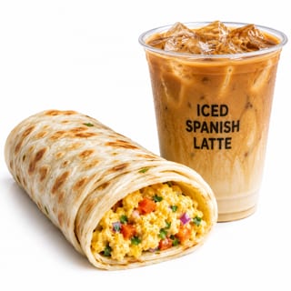 Egg Paratha with Iced Spanish Latte