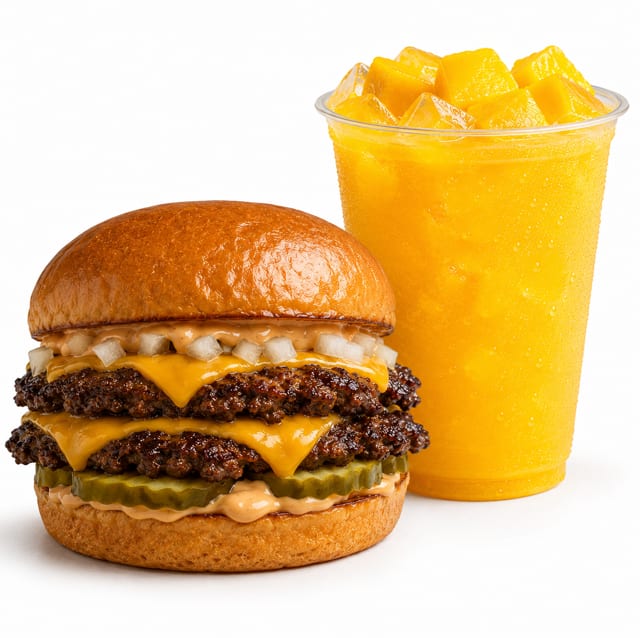 Dirty Smash Burger + Mango Magic.