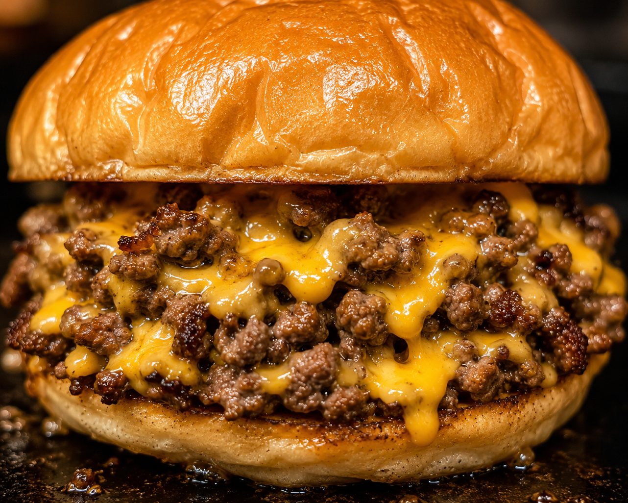 Loaded Ground Beef Melt Burger.