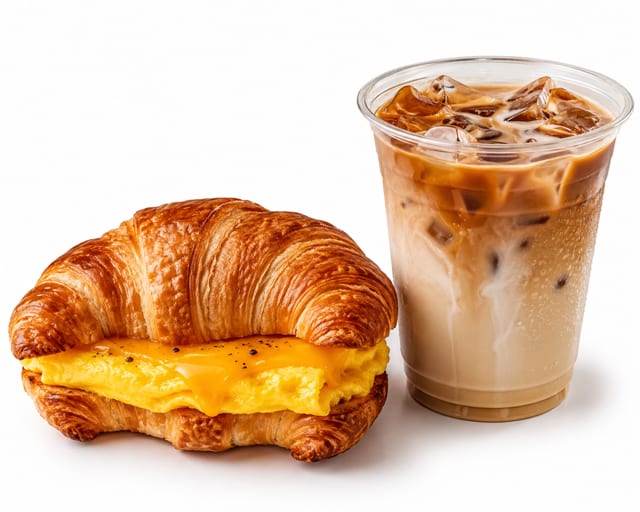 Egg Cheese Croissant + Iced Spanish Latte.