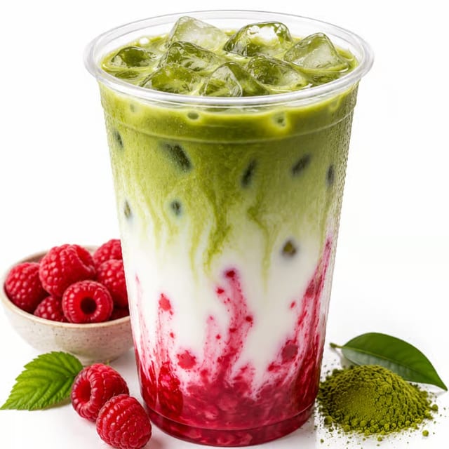 Raspberry Matcha Iced Latte