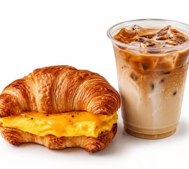 Egg Cheese Croissant + Iced Spanish Latte