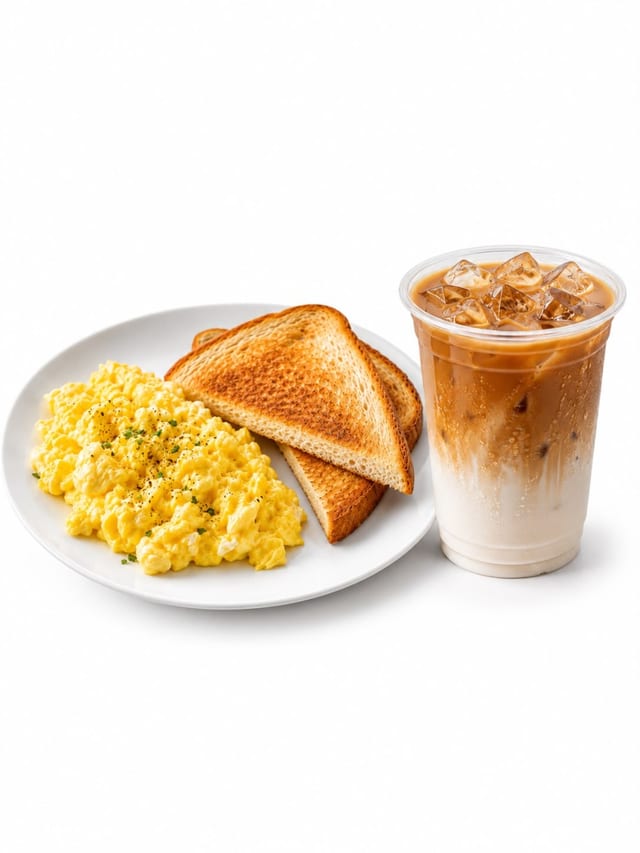 Scrambled Egg +Iced Spanish Latte